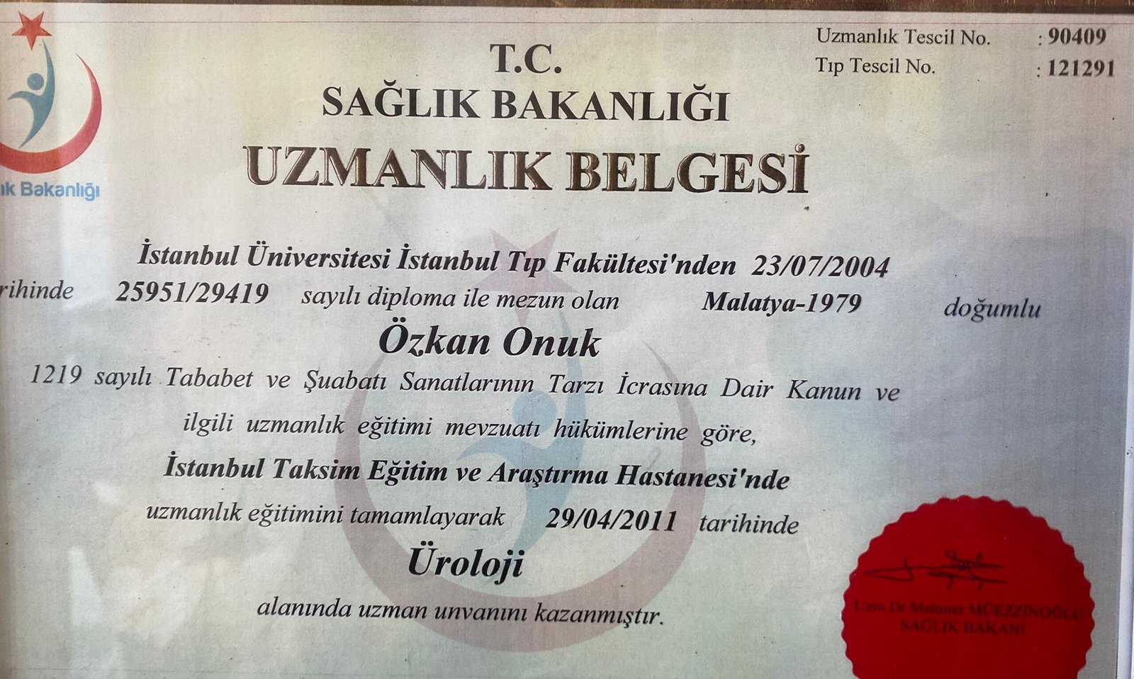 Certificato di Specializzazione in Urologia